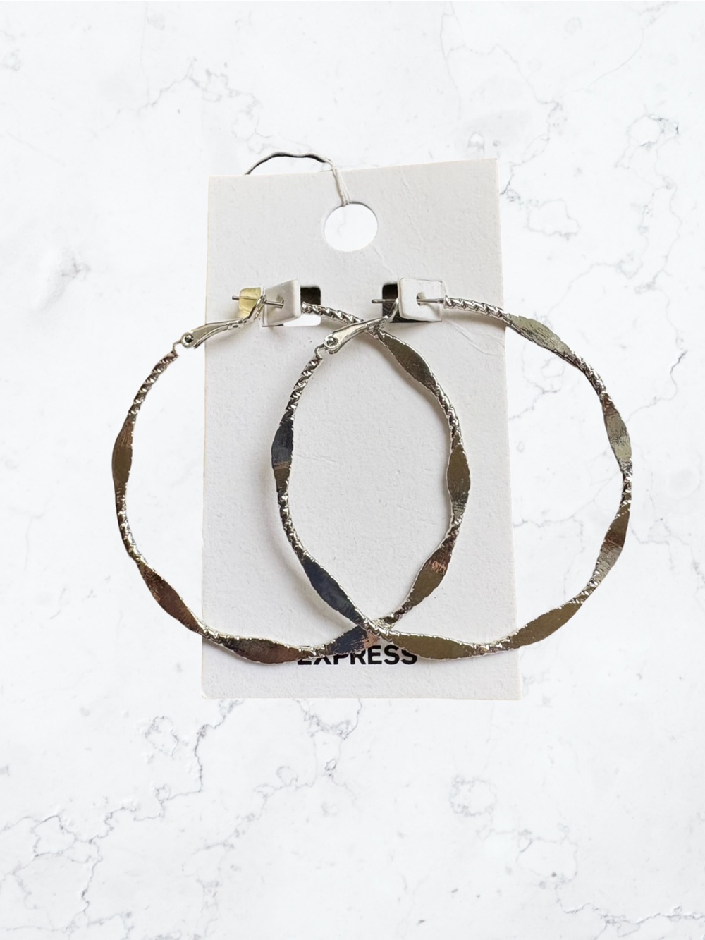 Express Textured Silver-Tone Twisted Hoop Earrings